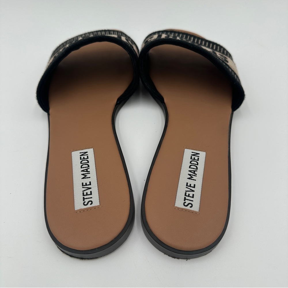 Steve‎ Madden Knox Womens Sandal Size 7.5 M Black Open Toe Slip On St Barts - Picture 3 of 8
